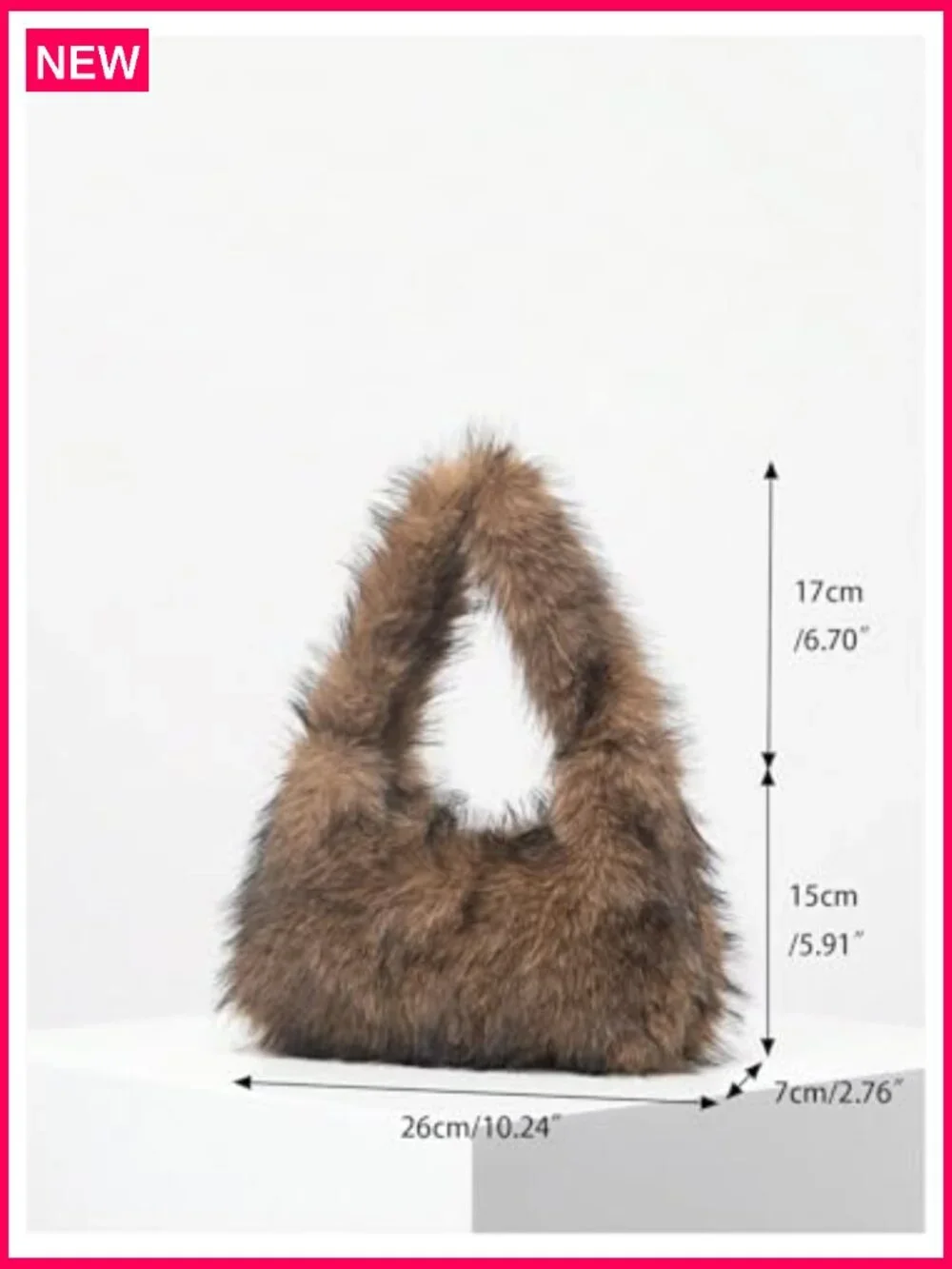 Faux Fur Crescent Shoulder Bag Hobo Tote Purse